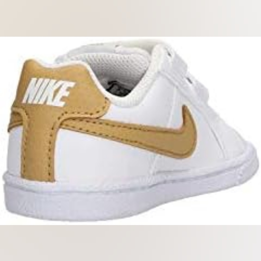 Nike Court Royale White Leather Kids Sneakers with Gold Swoosh Size 7c - Picture 7 of 10